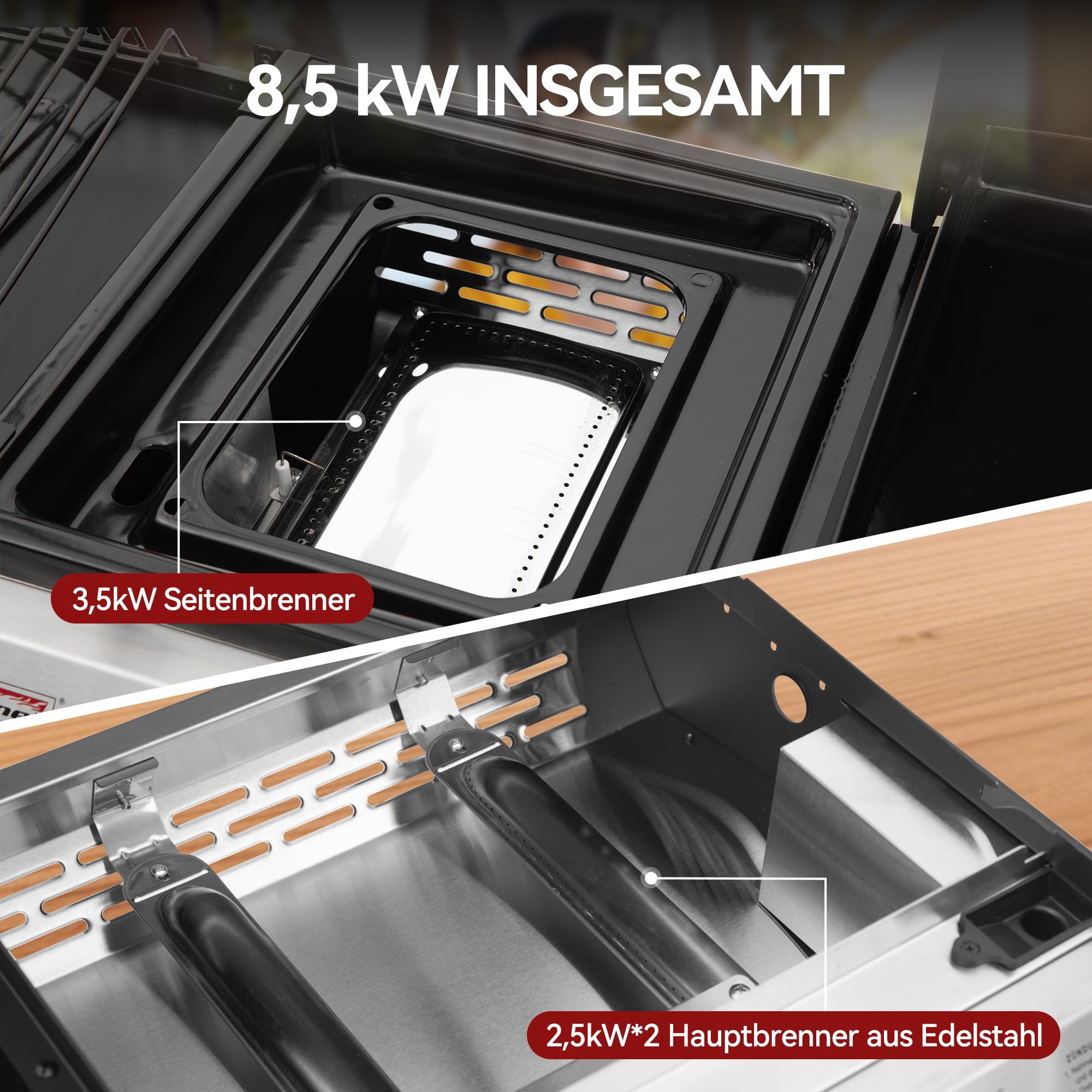 Royal Gourmet Gasgrill 3in1 Tischgrill 8,5kW schwarz