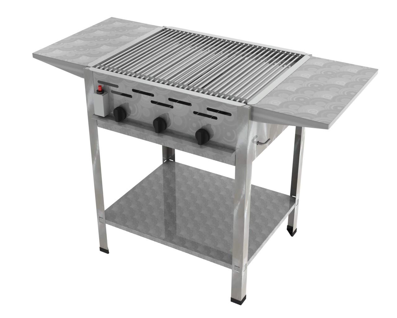 ChattenGlut Gasbräter 3-flammig 13,5 kW Rost Pfanne 650x530x800