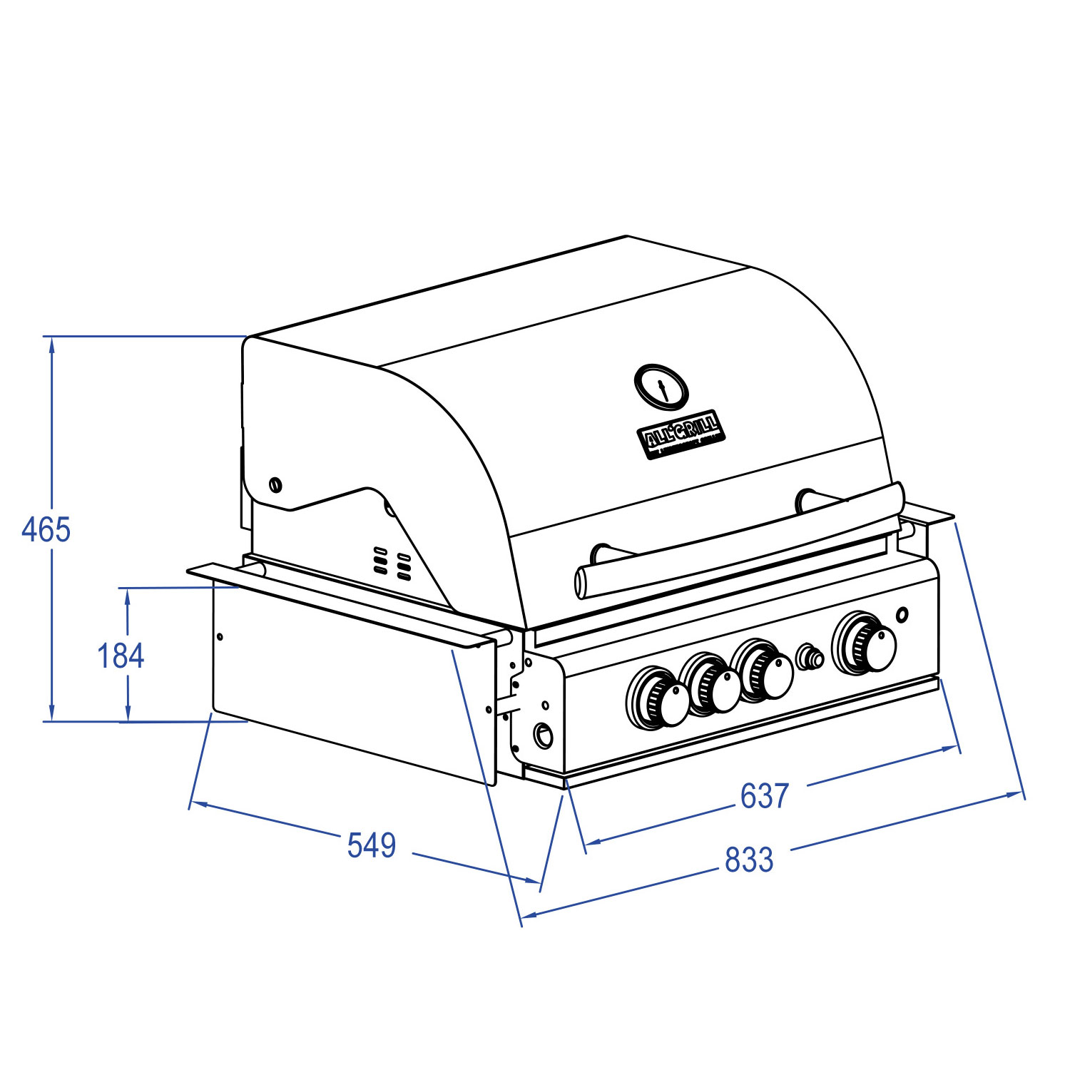 AllGrill Chef M Black Built-in Gasgrill 3-flammig Air System