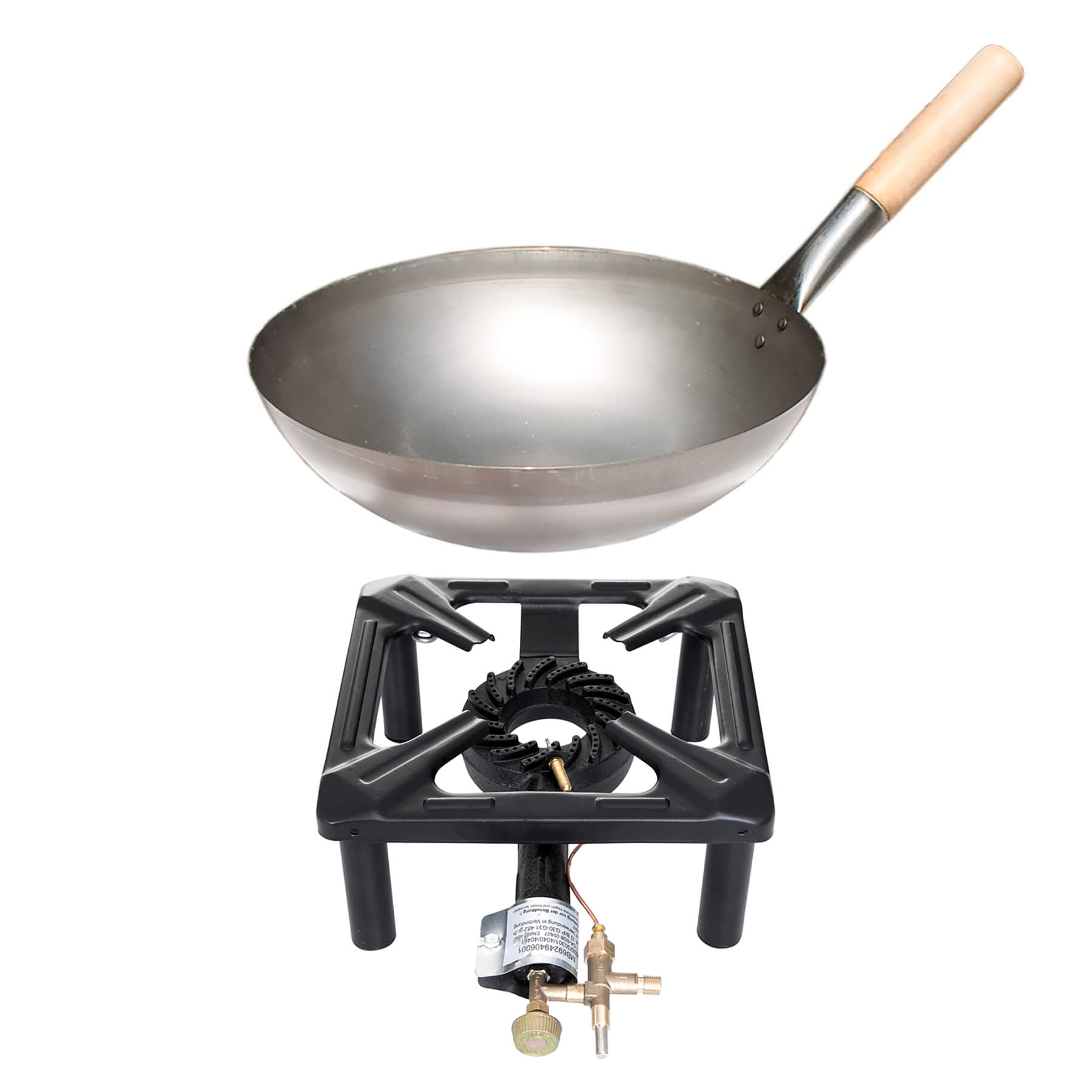AllGrill Hockerkocher Set klein Wok 30 cm Zündsicherung