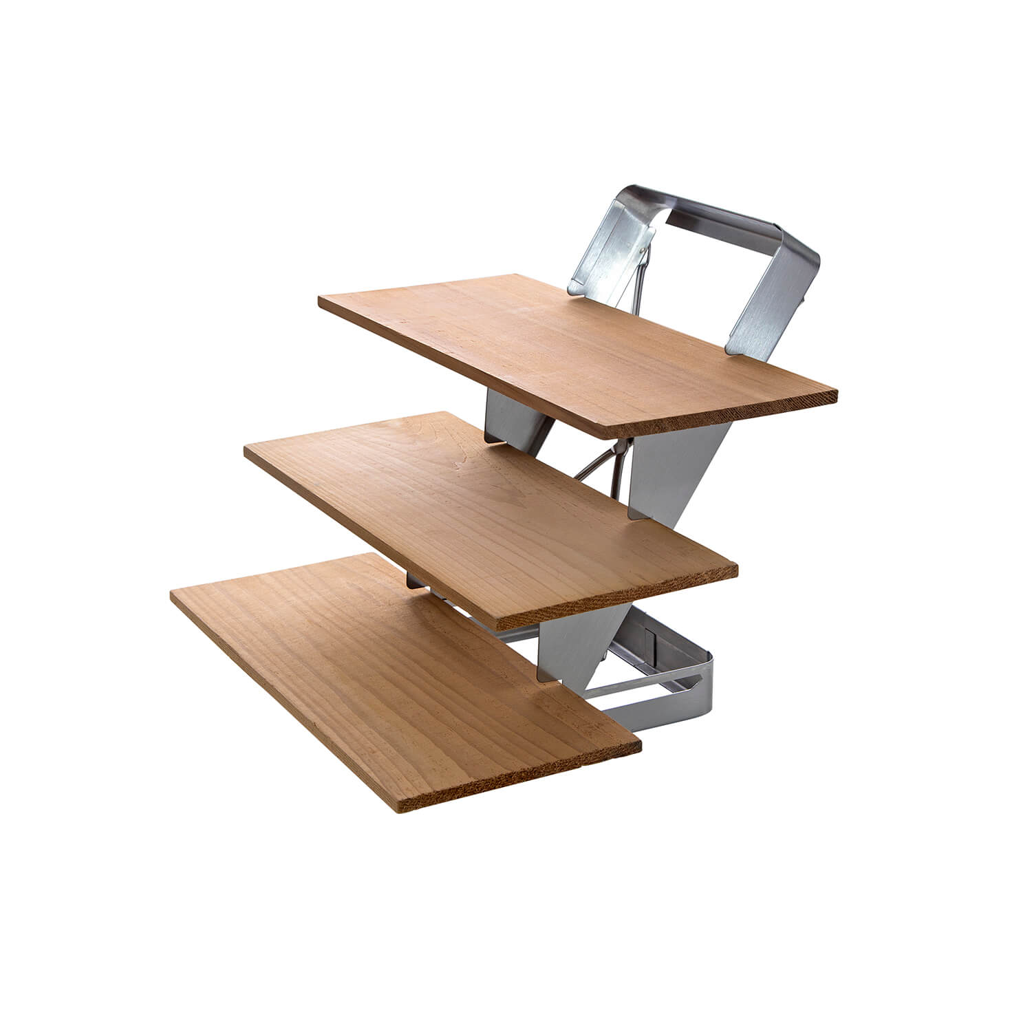 AllGrill Grillzubehör Räucherbrett-Treppe Edelstahl Zedernholz