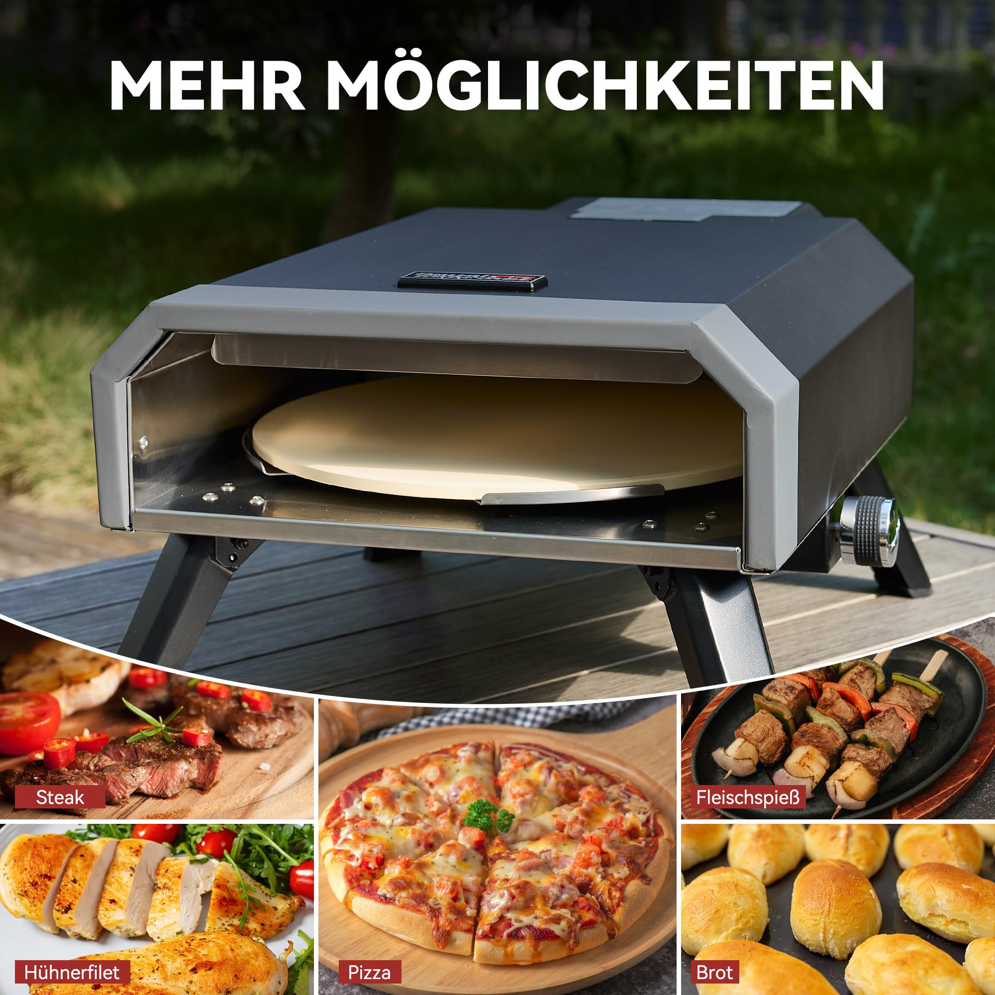 Royal Gourmet Gas Pizzaofen 4 kW mit Pizzastein 30 cm