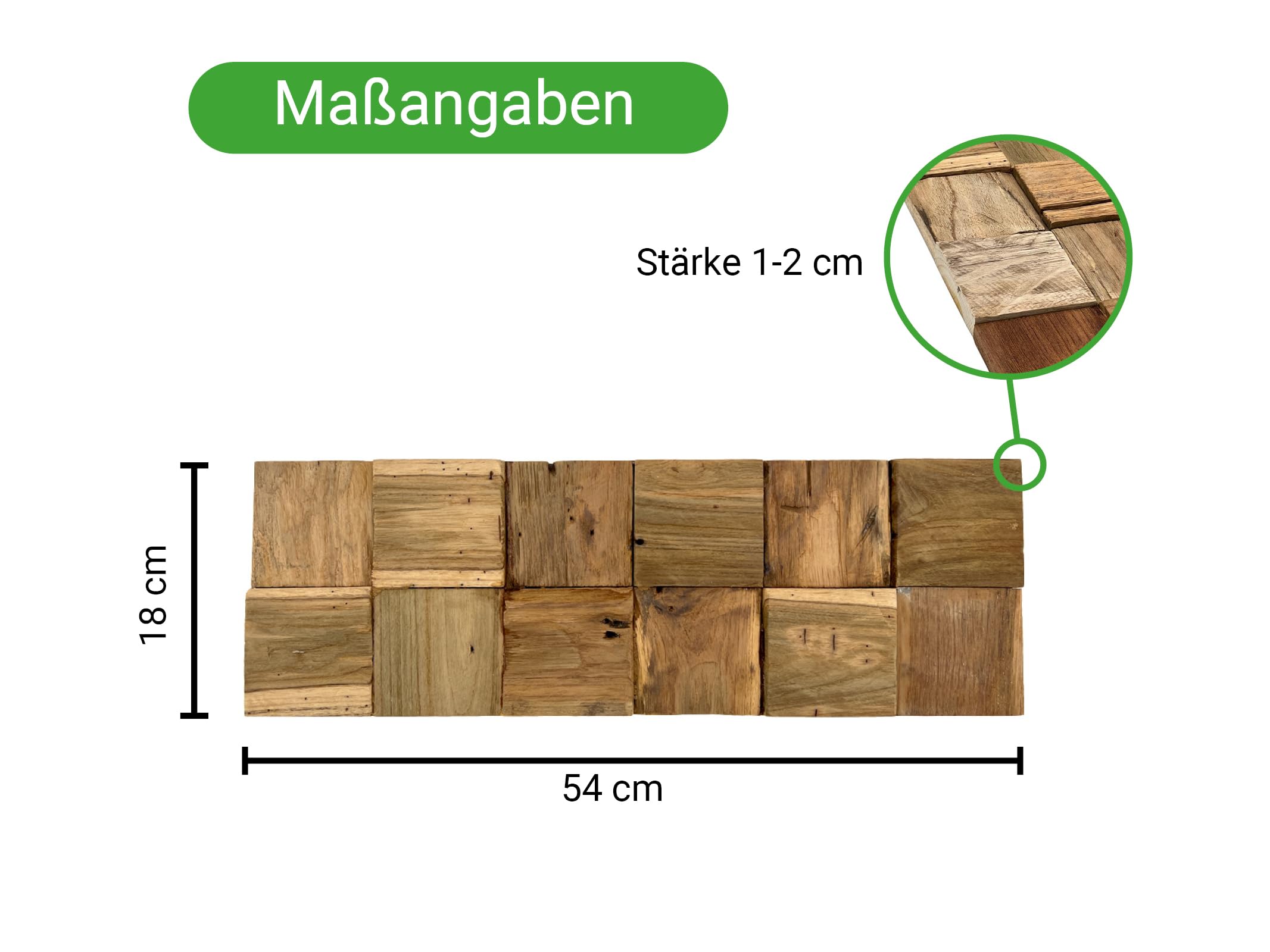HPFloor Cubic Wandpaneele Teak 11er Set braun 3D Echtholz