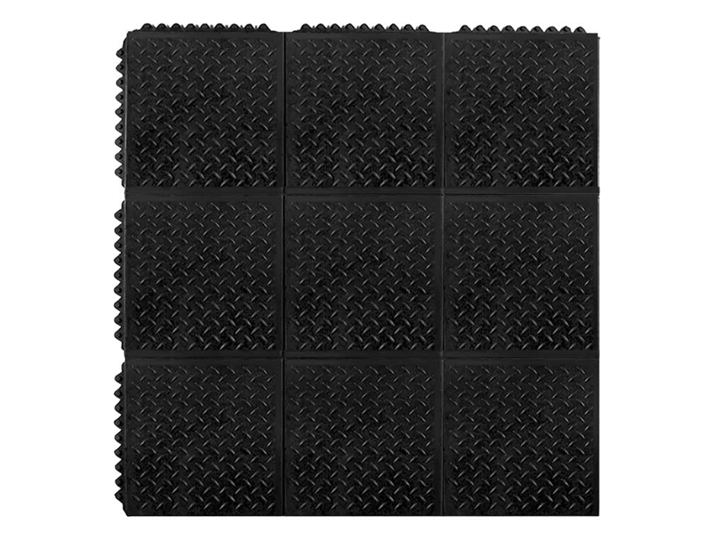 HPFloor Workplace Mats Gummifliese 91x91 Matte Riffel Schwarz