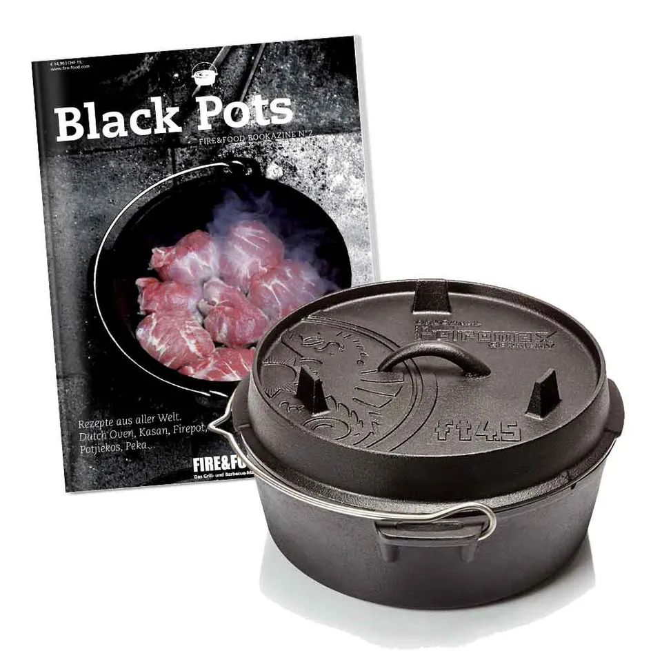 Petromax ft4.5-t Dutch Oven ohne Füße Gusseisen + Bookazine