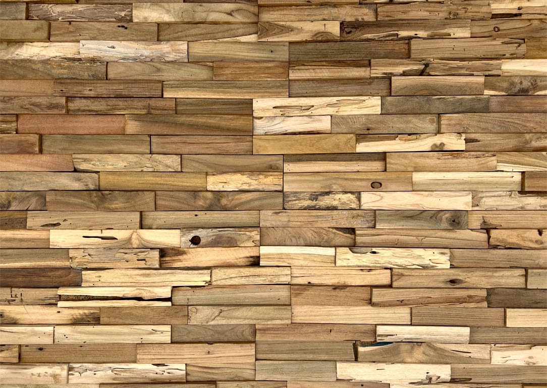 HPFloor Batavia Wandpaneele Teak 12er Set braun 3D Echtholz