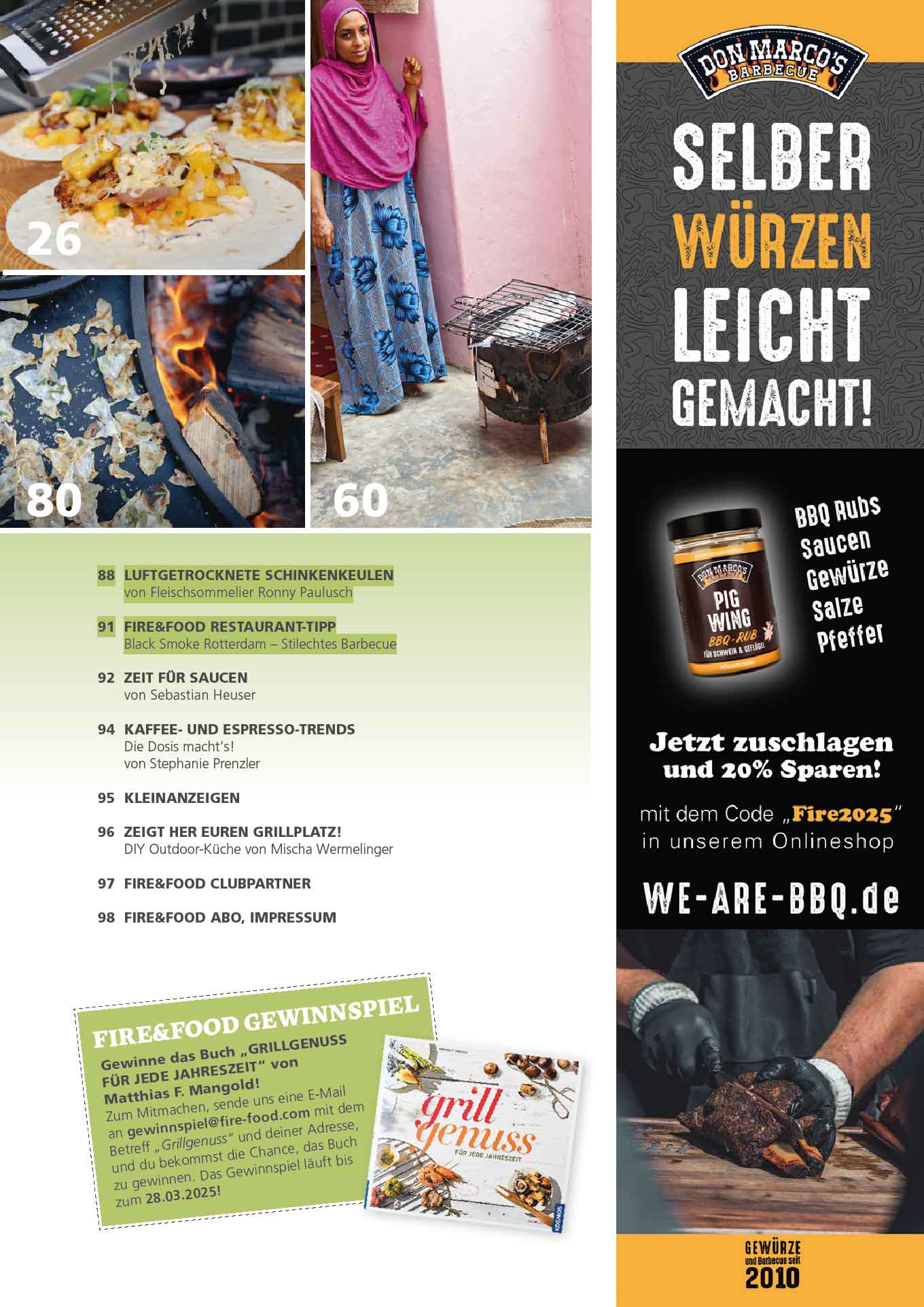 FIRE&FOOD 2025/01 Einzelausgabe Magazin Printausgabe