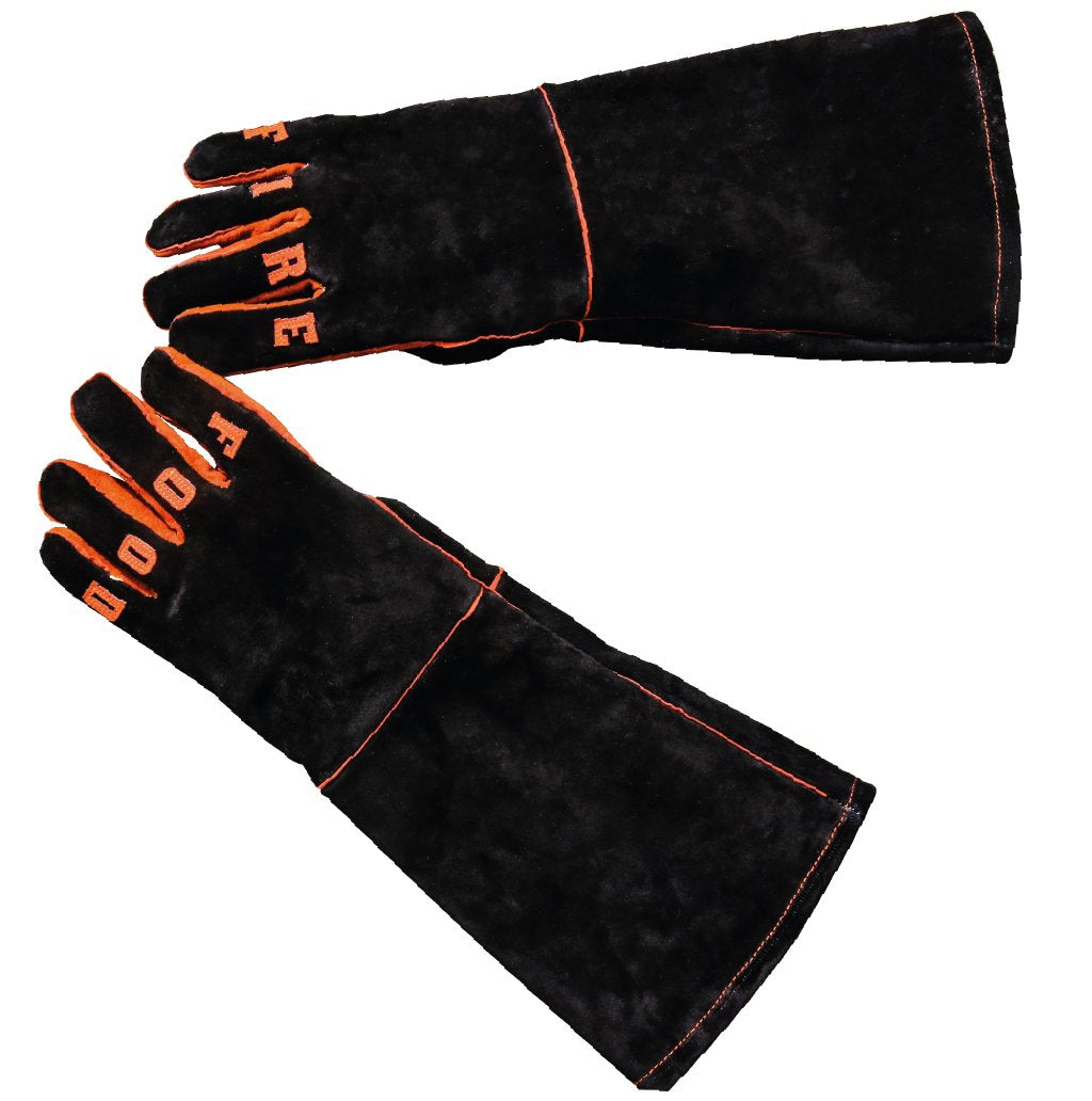 FIRE&FOOD Zubehör Grill-Handschuhe Leder 41 cm schwarz-orange