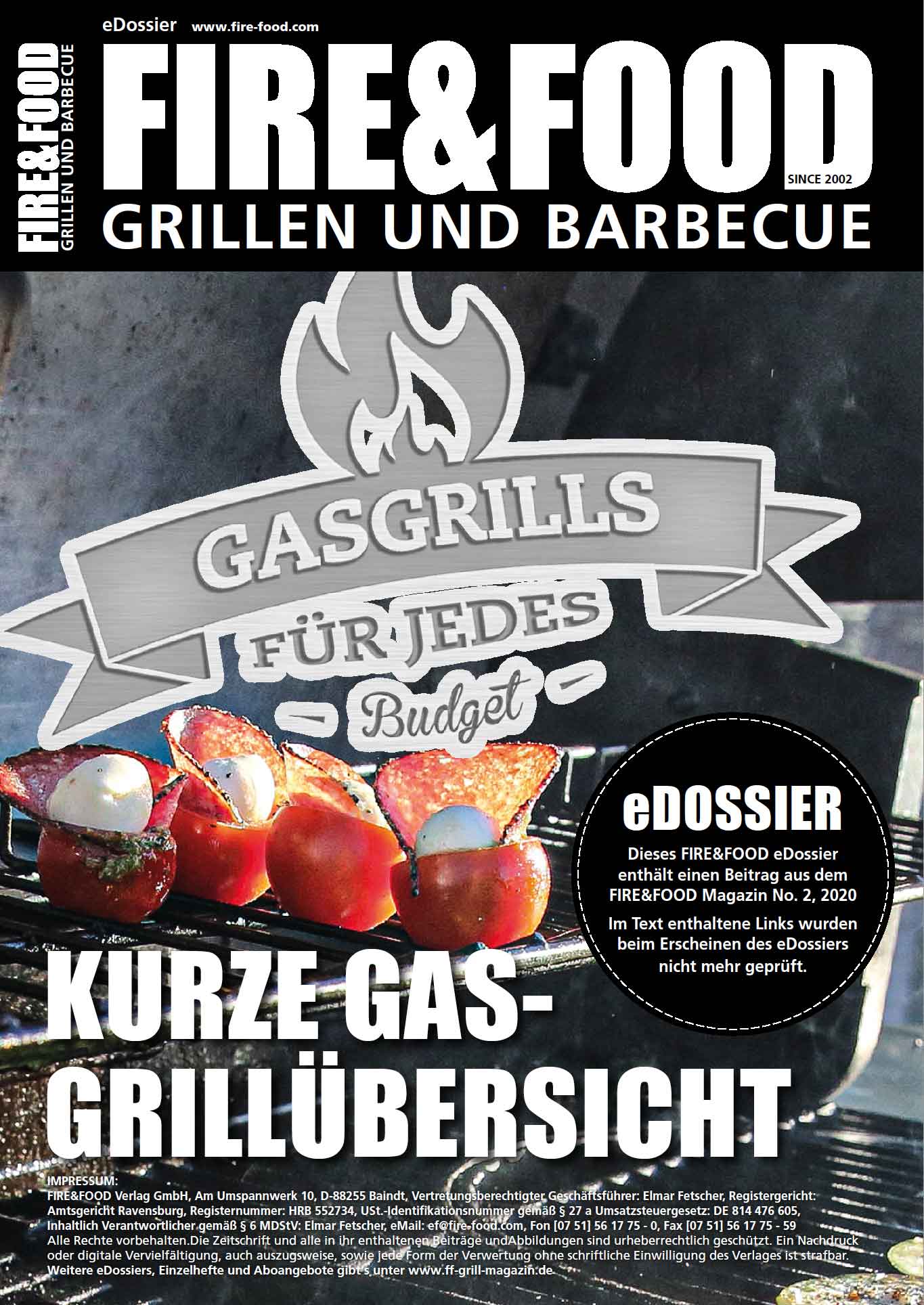 FIRE&FOOD eDossier Gasgrill-Marktübersicht PDF 3 Seiten