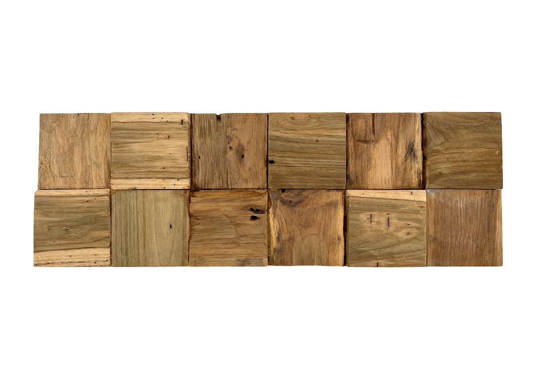 HPFloor Cubic Wandpaneele Teak 11er Set braun 3D Echtholz