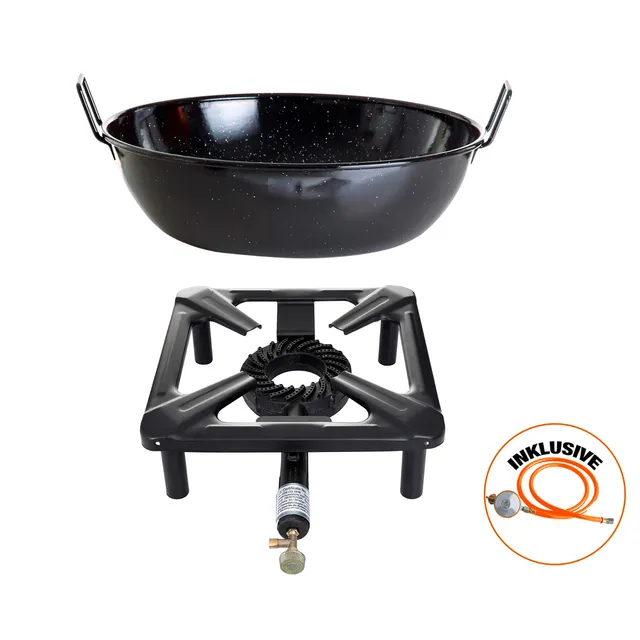AllGrill Hockerkocher Set klein mit Emailleschüssel Ø 30 cm
