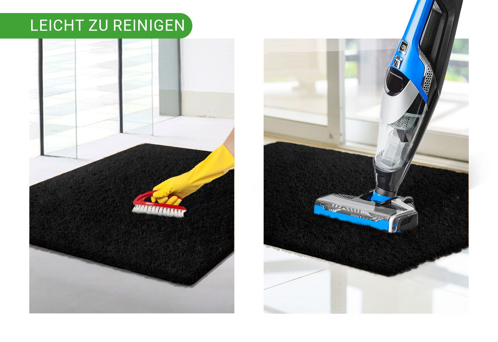 HPFloor Coconut Mats Kokosmatte 60x40 cm Schwarz Fußmatte