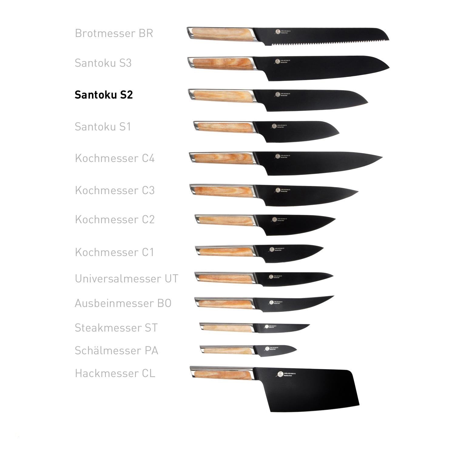 Everdure Santoku S2 Küchenmesser 222mm Titan Pakkaholz