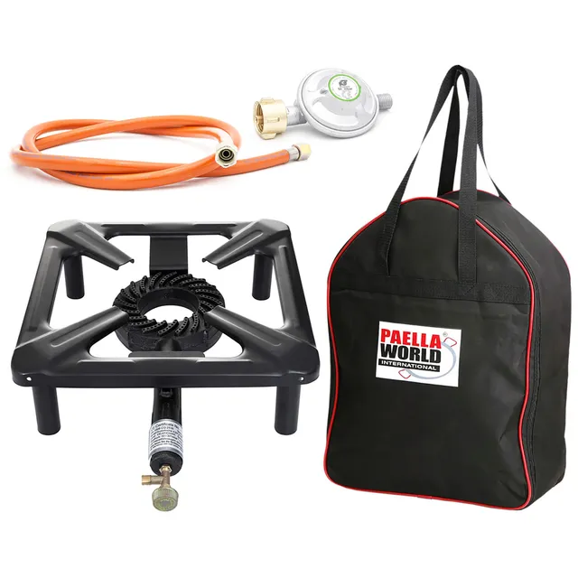 AllGrill Hockerkocher Set 40x40 cm 7 kW mit Tasche Gasschlauch