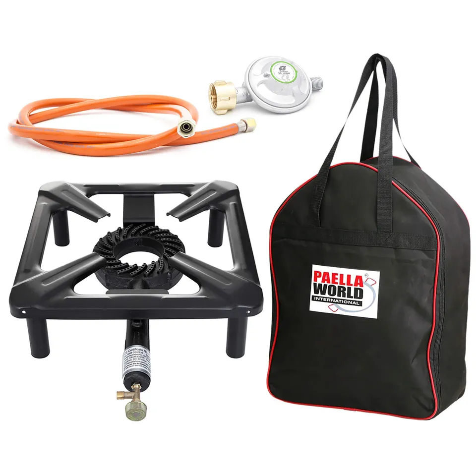 AllGrill Hockerkocher Set 40x40 cm 7 kW mit Tasche Gasschlauch